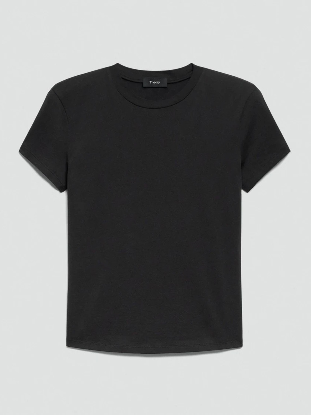 New Theory Black Short-Sleeve Crewneck Top